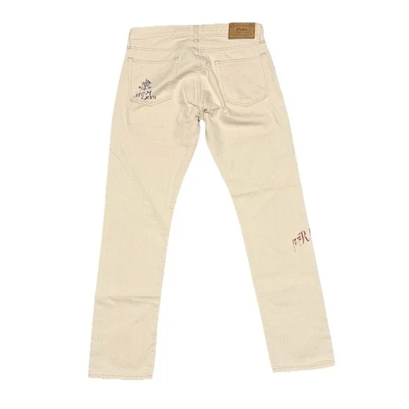 Polo Ralph Lauren The Varick Slim Straight Jeans 30x30 White Boat Button Fly - Picture 6 of 8